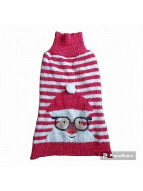 Red/White Stripe Christmas Santa Wearing Glasses Turtleneck Sweater - Size XL